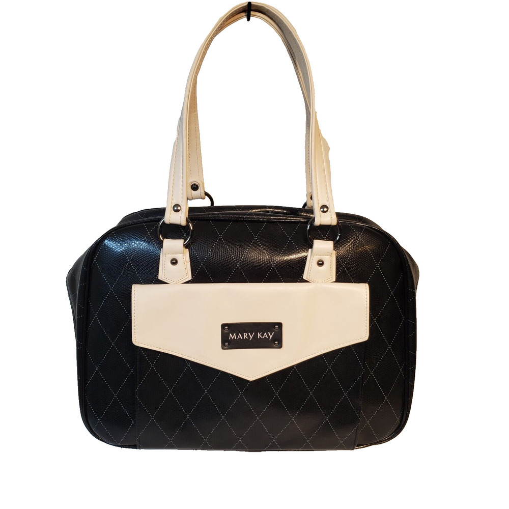 Mary Kay Consultant Cosmetic Makeup Travel Bag Tote Duffle Black Cream Handles